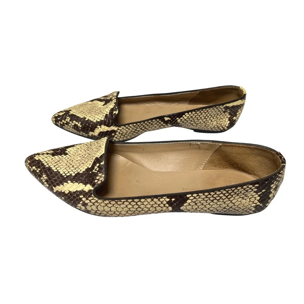 Italian Snakeskin Pointed Toe Loafers Leather Flats Mercanti Fiorentini 8